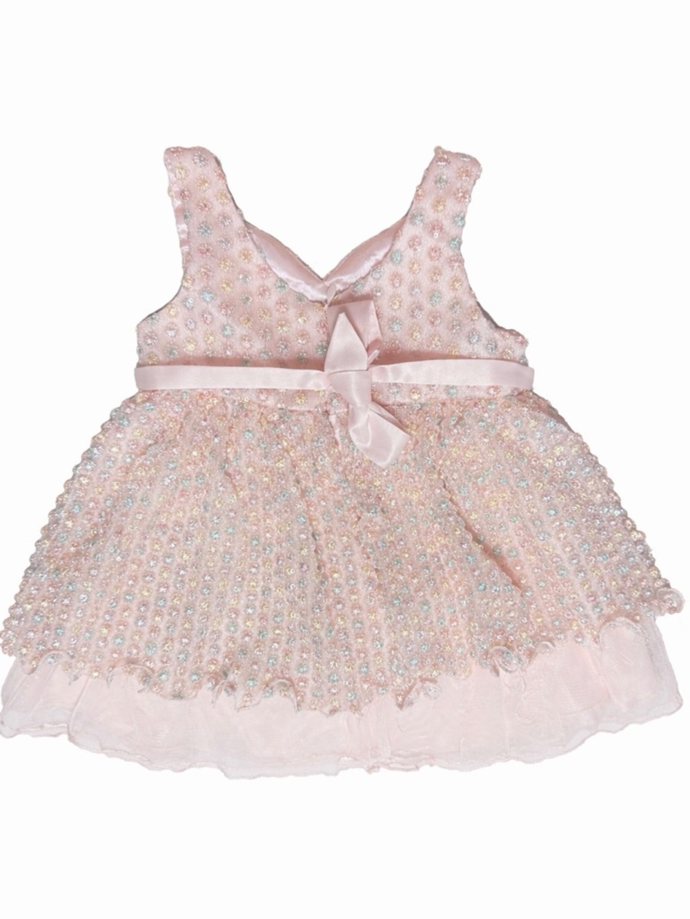 :
Pink Baby Girl Party Dress 24M | Sparkly Tulle Dress with Bow & Pearls - Picture 3 of 3